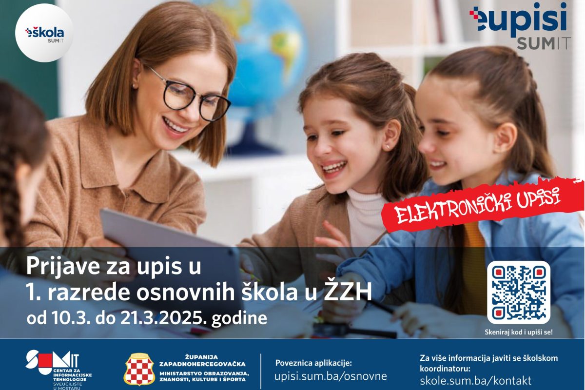 Elektronički upisi u prve razrede osnovnih škola u Županiji Zapadnohercegovačkoj