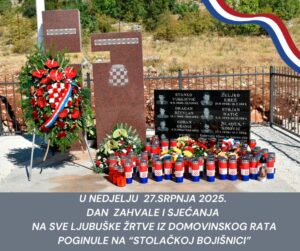 Najava: Dan zahvale i sjećanja na ljubuške žrtve poginule na Stolačkoj bojišnici