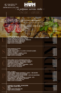 Menu dnevnih jela Hotela Hum