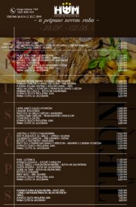 Menu dnevnih jela Hotela Hum