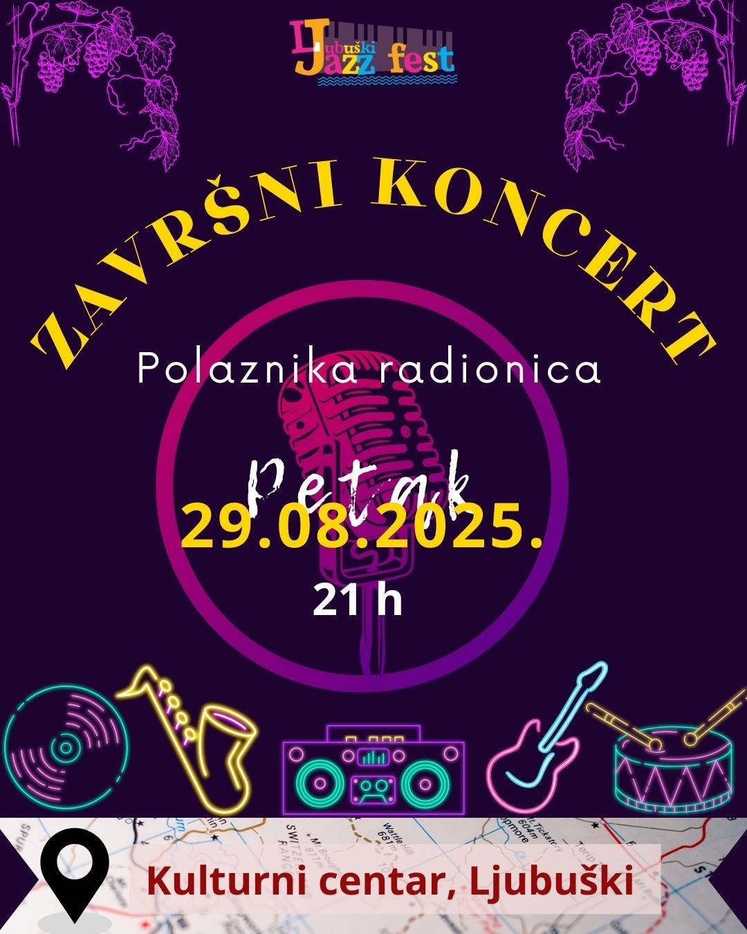 Petak 29.kolovoza: Završni koncert Ljubuški Jazz festa u Kulturnom centru