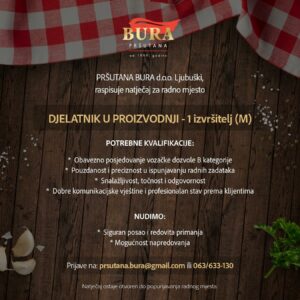 Pršutana Bura zapošljava