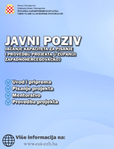 Javni poziv: Jačanje kapaciteta za pisanje i provedbu projekata u Županiji Zapadnohercegovačkoj