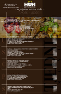 Menu dnevnih jela Hotela Hum