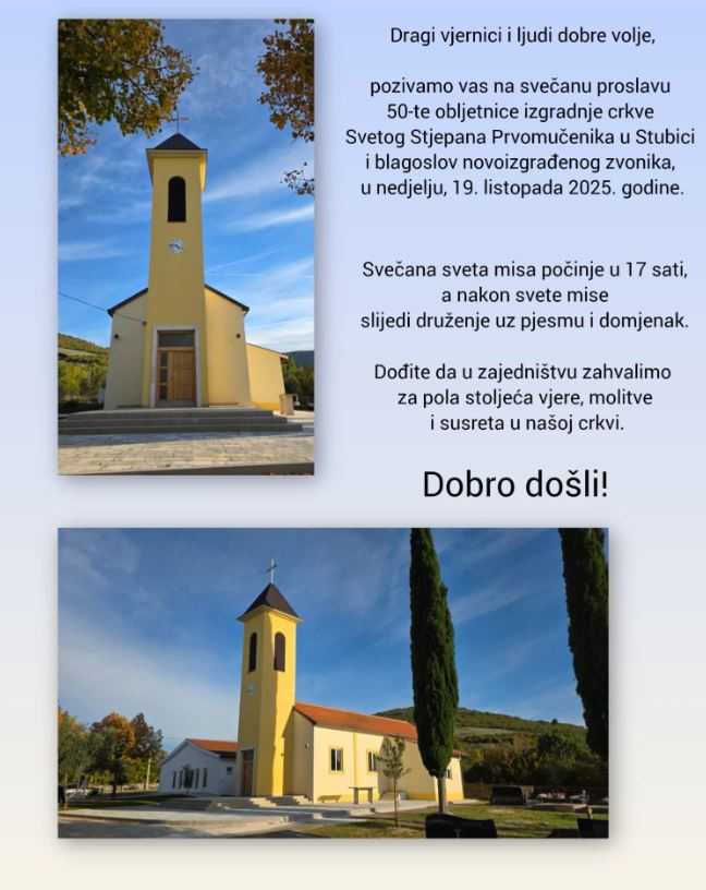 U Stubici u nedjelju proslava 50 godina od izgradnje crkve i blagoslov novog zvonika