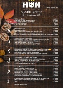 Menu dnevnih jela hotela Hum