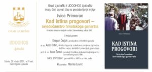 Najava: Predstavljanje knjige “Kad istina progovori – svjedočanstvo hrvatskog generala”