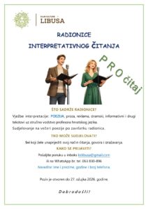 Prijavite se: Klub kulture “Libuša” organizira radionice interpretativnog čitanja
