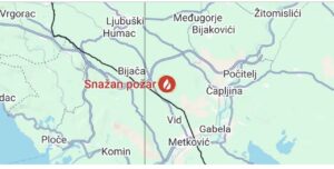 Aktivan požar otvorenog prostora na brdu Jasenica kod Ljubuškog