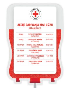 Raspored akcija darivanja krvi u srpnju na području ŽZH 
