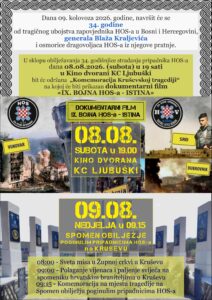 Dvodnevni program obilježavanja 34. godišnjice pogibije generala Blaža Kraljevića i osmorice pripadnika HOS-a