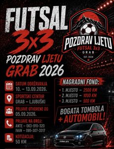 Futsal 3×3 „Pozdrav ljetu“ u Grabu od 10. do 13. rujna