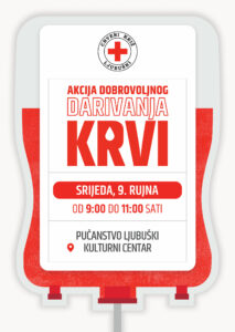 Ljubuški: Akcija dobrovoljnog darivanja krvi u srijedu