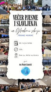 Humac: U nedjelju Večer pjesme i slavljenja uz Glazbenu sekciju Frame i fra Marina Karačića